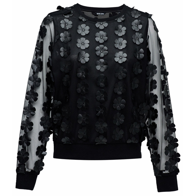 sweat-shirt femme  salsa jeans sweatshirt with 3d flowers
