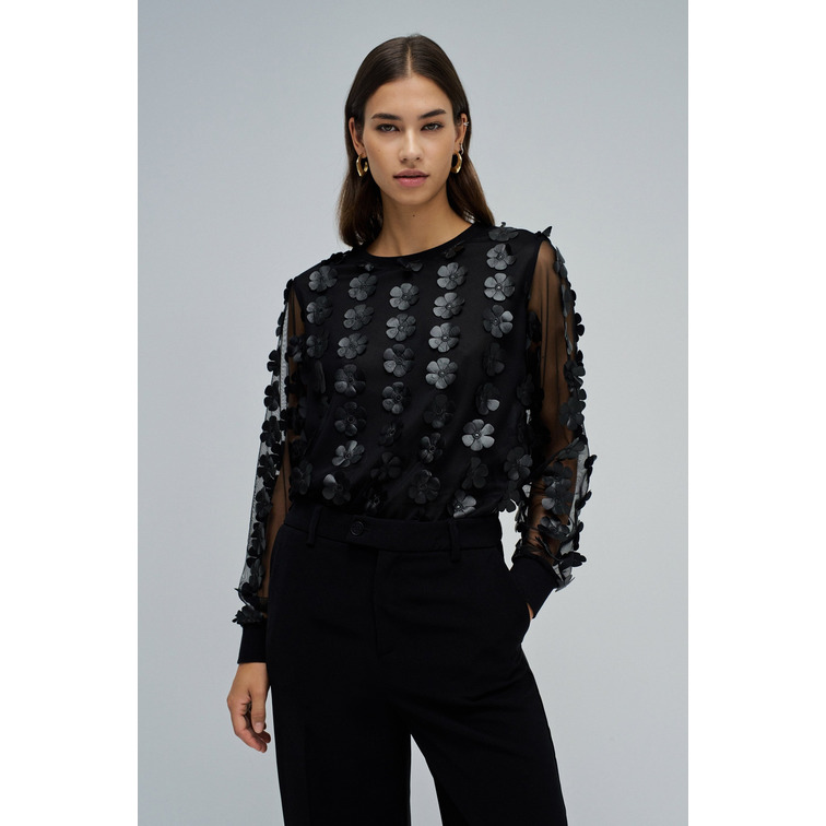 sweat-shirt femme  salsa jeans sweatshirt with 3d flowers