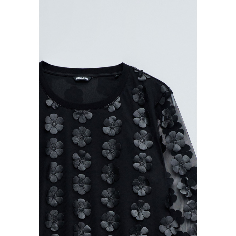 sweat-shirt femme  salsa jeans sweatshirt with 3d flowers