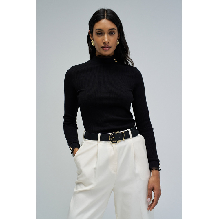 t-shirt femme  salsa jeans turtleneck longsleeve w/ frill
