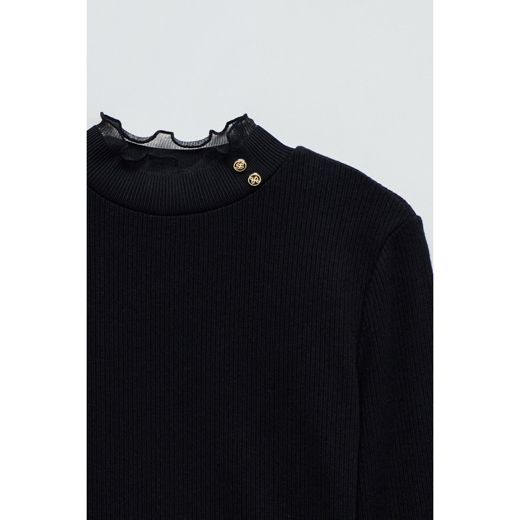 t-shirt femme  salsa jeans turtleneck longsleeve w/ frill