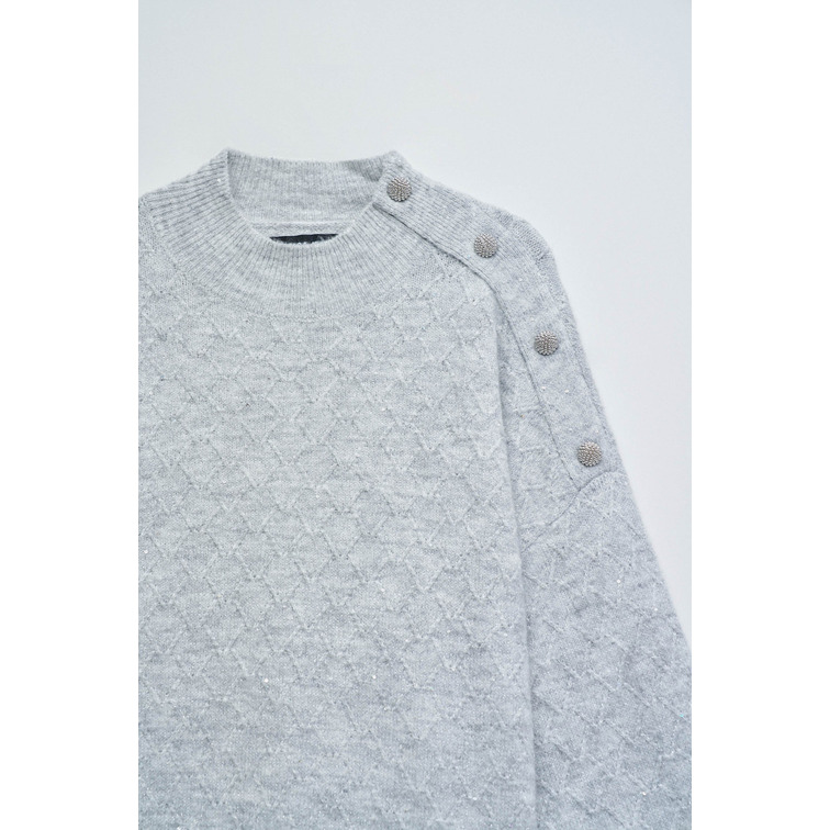 sweat-shirt femme  salsa jeans lurex sweater with buttons