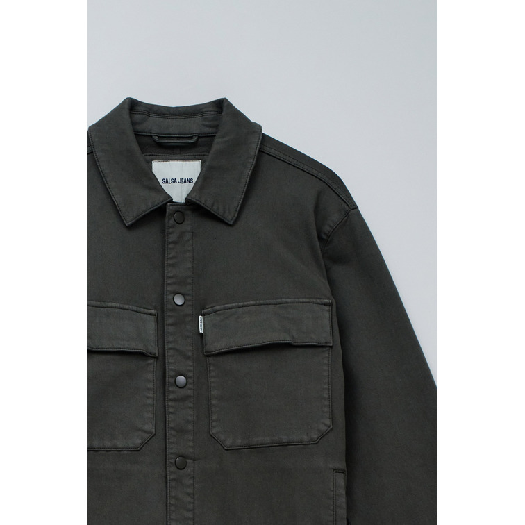 chemise homme  salsa jeans overshirt s-activ dark green s