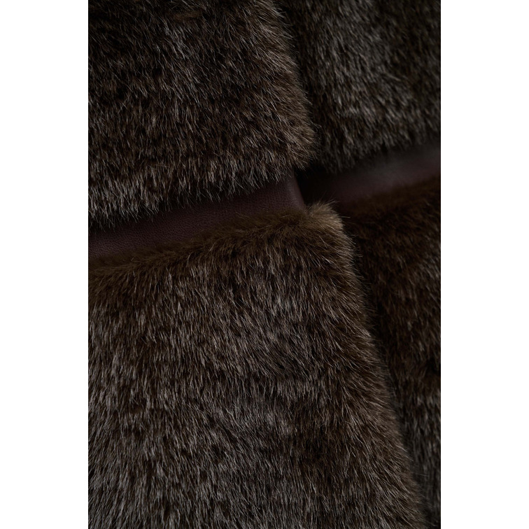manteau femme  salsa jeans faux fur coat with pu sections