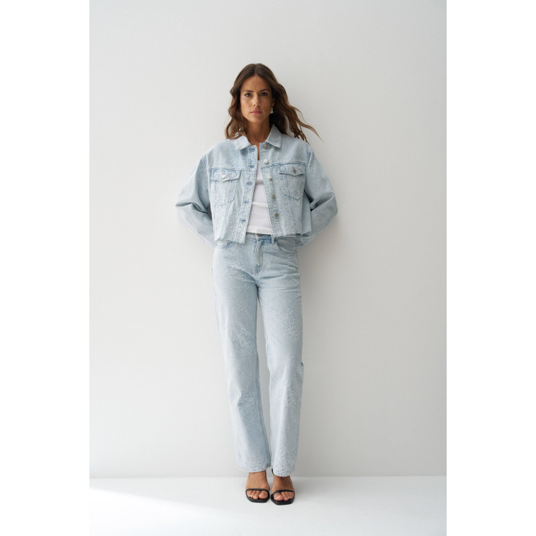 manteau femme  salsa jeans denim overshirt w/ jaquard