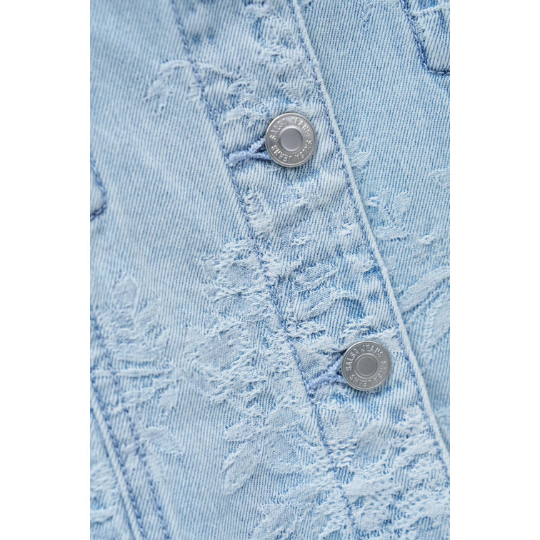 manteau femme  salsa jeans denim overshirt w/ jaquard