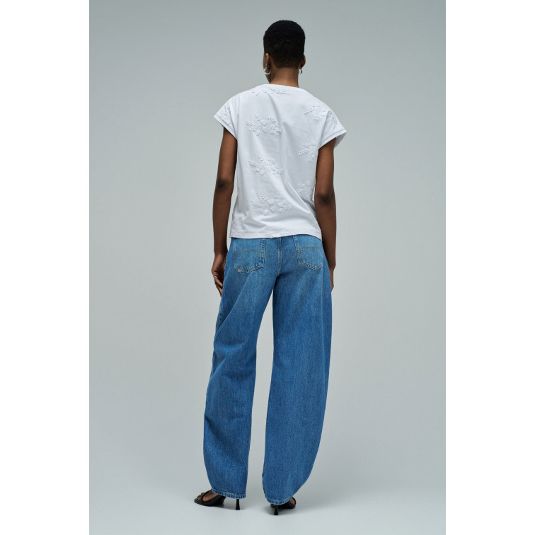 t-shirt femme  salsa jeans 3d flower embroidery t-shirt