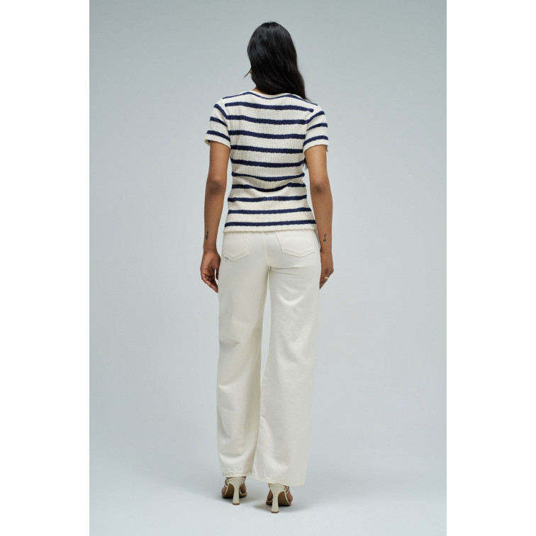 t-shirt femme  salsa jeans stripes with lace application
