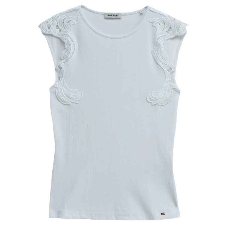 t-shirt femme  salsa jeans top with lace application