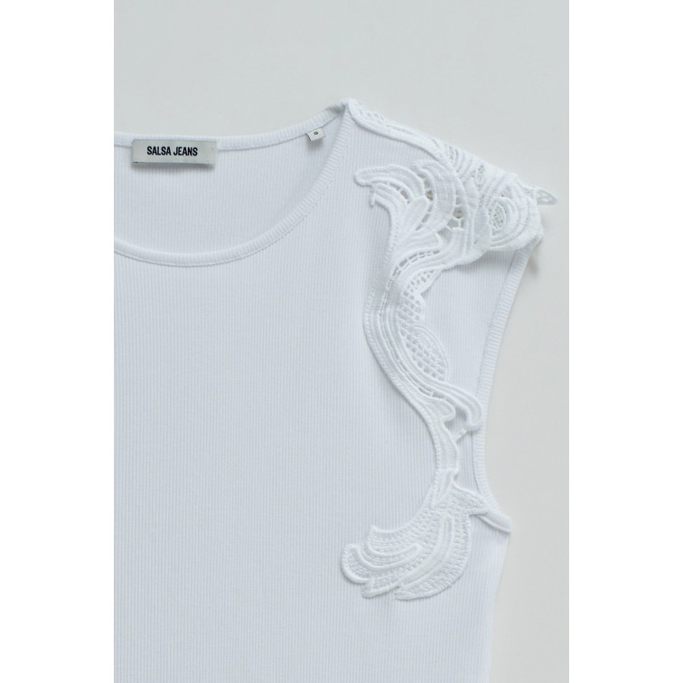 t-shirt femme  salsa jeans top with lace application