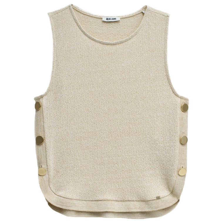 t-shirt femme  salsa jeans lurex knit top with buttons