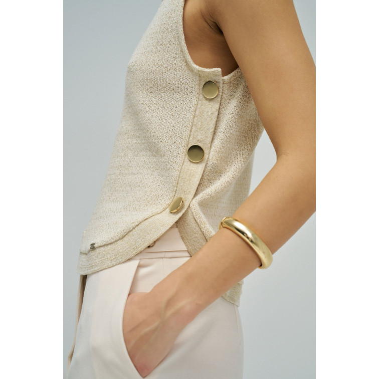 t-shirt femme  salsa jeans lurex knit top with buttons