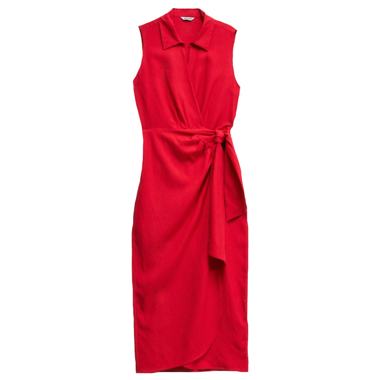 robe femme  salsa jeans sleeveless wrap linen dress
