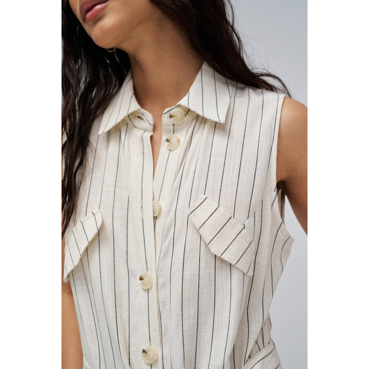 singe femme  salsa jeans sleeveless striped jumpsuit w/