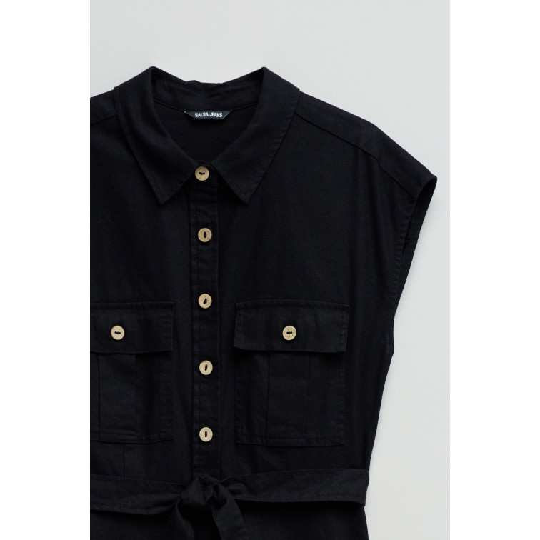 robe femme  salsa jeans sleeveless shirt dress w/ natu