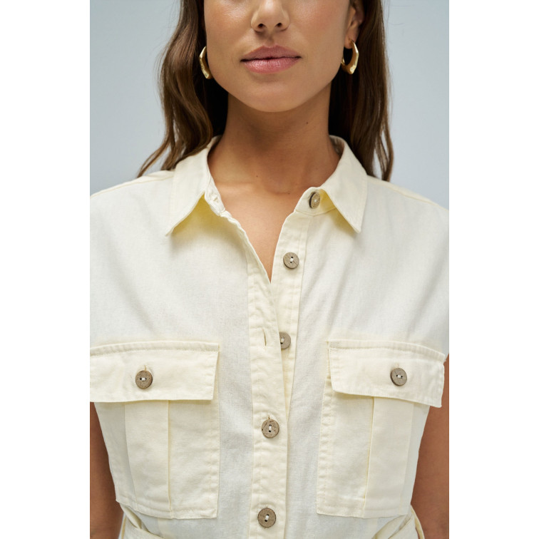 robe femme  salsa jeans sleeveless shirt dress w/ natu