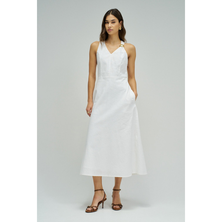 robe femme  salsa jeans plain a-line dress with/ metal