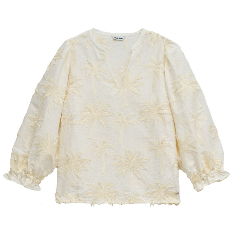 chemise femme  salsa jeans blouse with textured 3d fabric