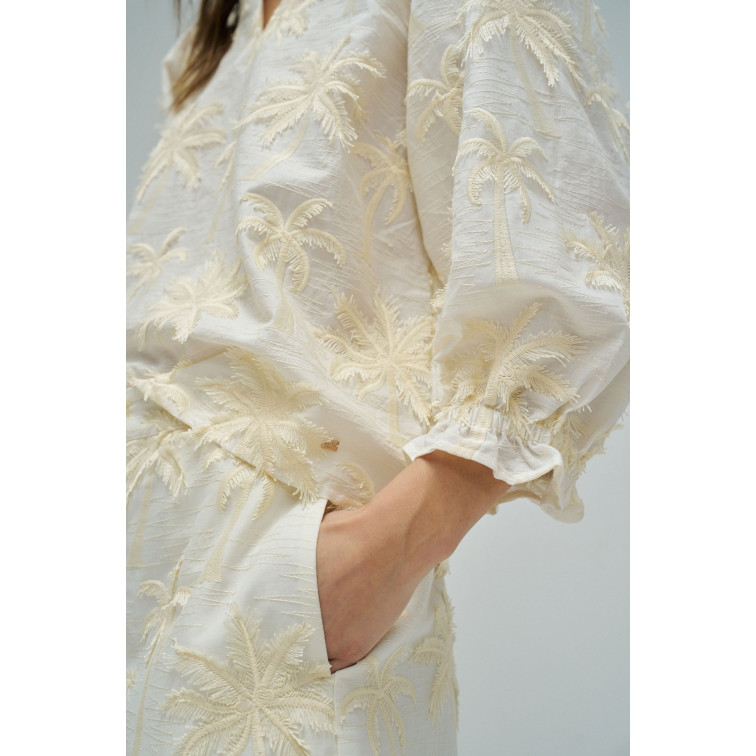 chemise femme  salsa jeans blouse with textured 3d fabric