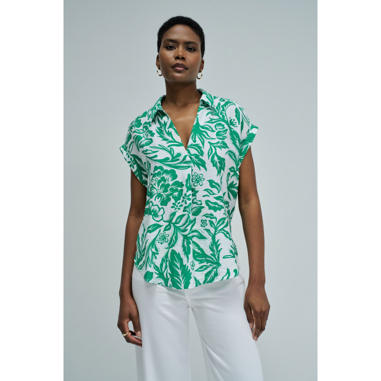 chemise femme  salsa jeans pleated neckline blouse