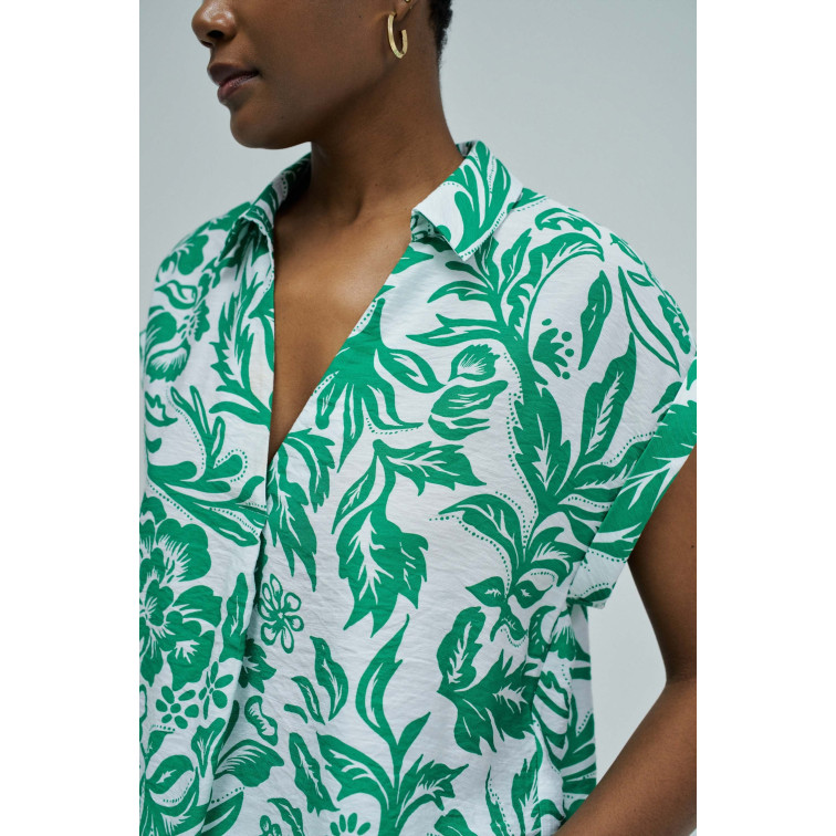chemise femme  salsa jeans pleated neckline blouse