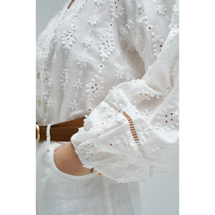 chemise femme  salsa jeans textured shirt with lace detai