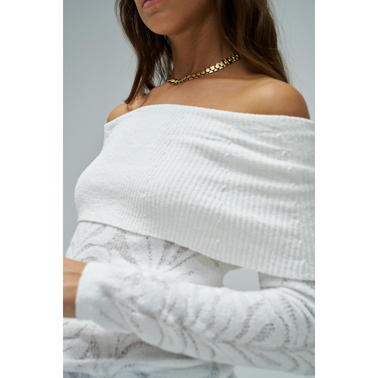 maillot femme  salsa jeans jacquard flowers sweater