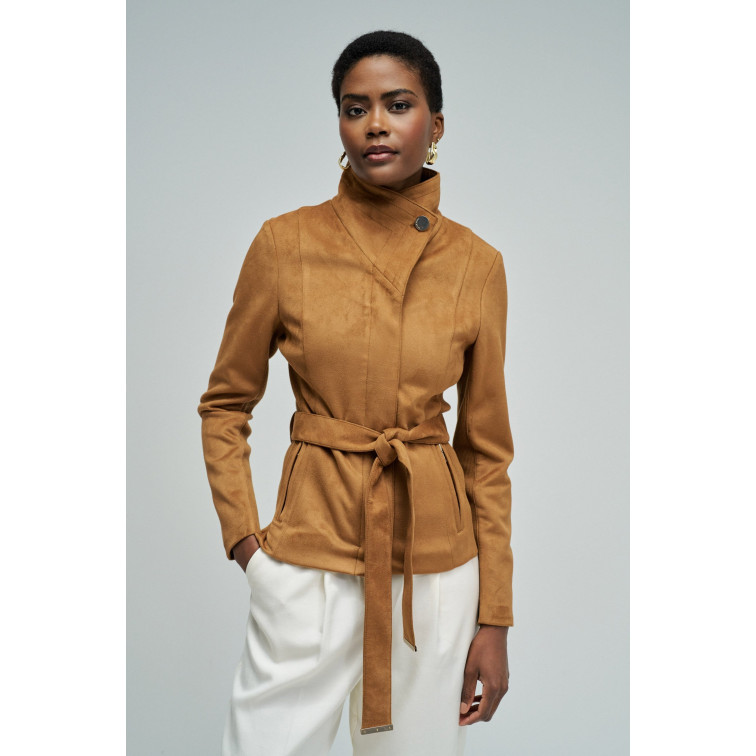 femme suede jacket with gold button 124