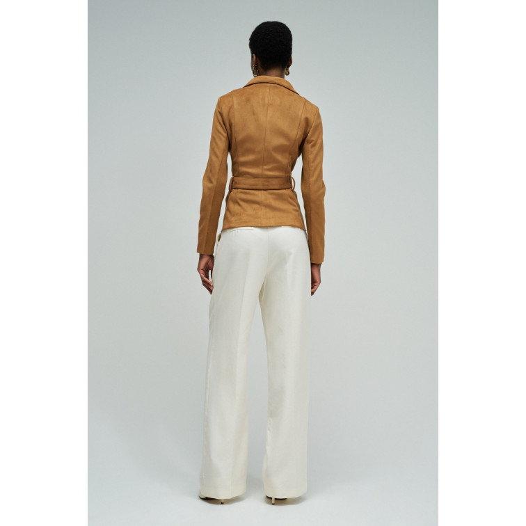 femme suede jacket with gold button 124