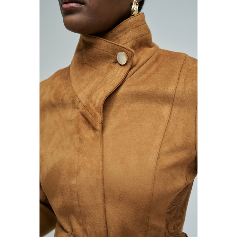 femme suede jacket with gold button 124