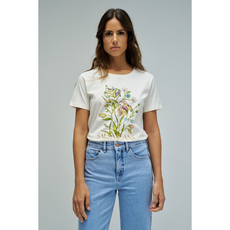 t-shirt femme  salsa jeans flower print t-shirt