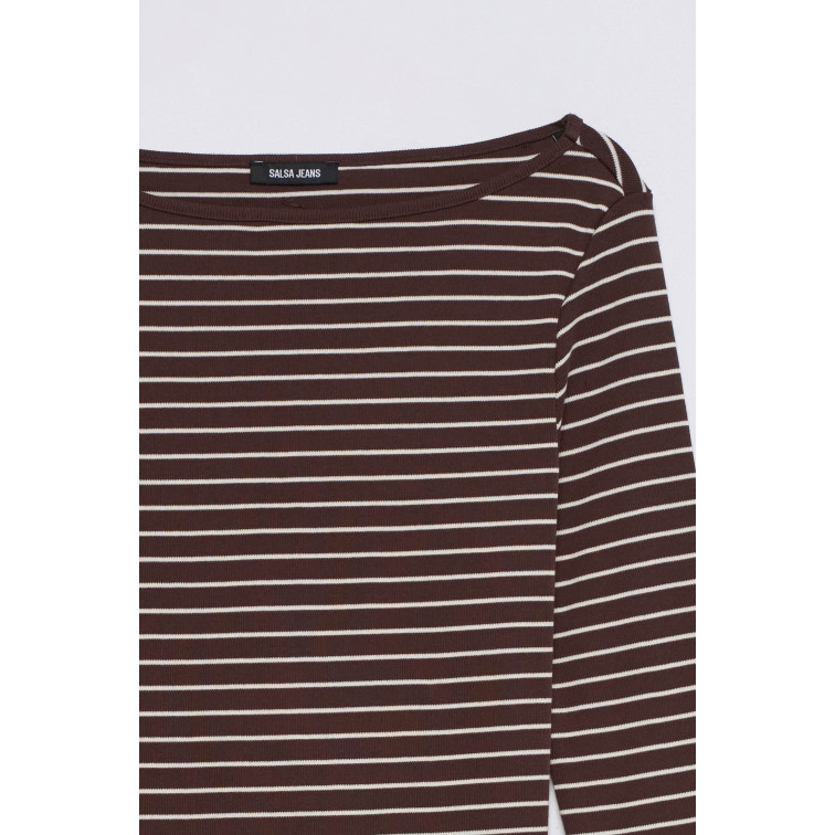t-shirt femme  salsa jeans long sleeve w/ strpes and cuff