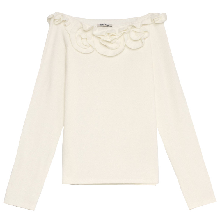 maillot femme  salsa jeans boat neck sweater w/ flowers a