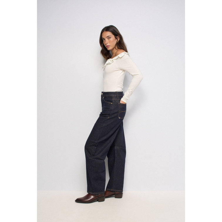 maillot femme  salsa jeans boat neck sweater w/ flowers a