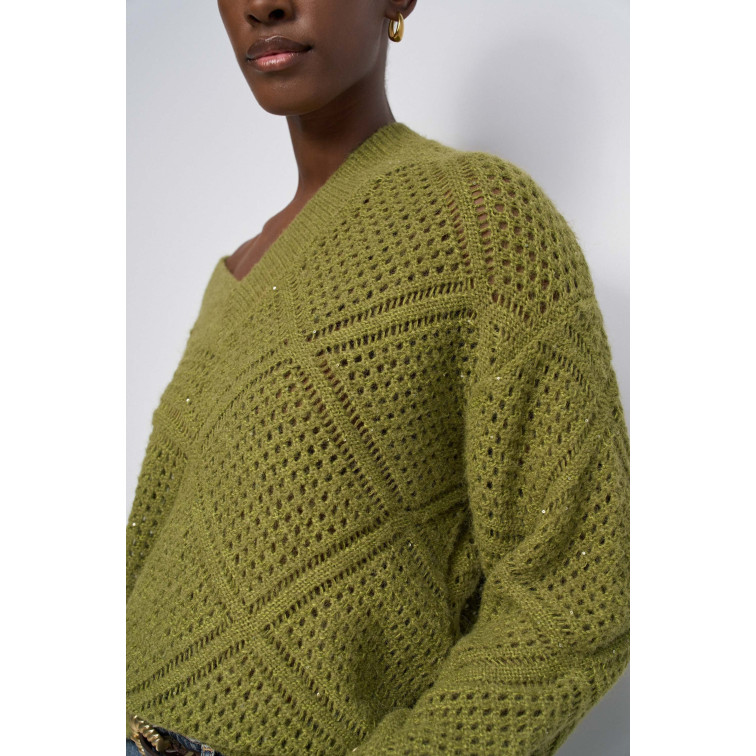 maillot femme  salsa jeans pointelle sweater with light s
