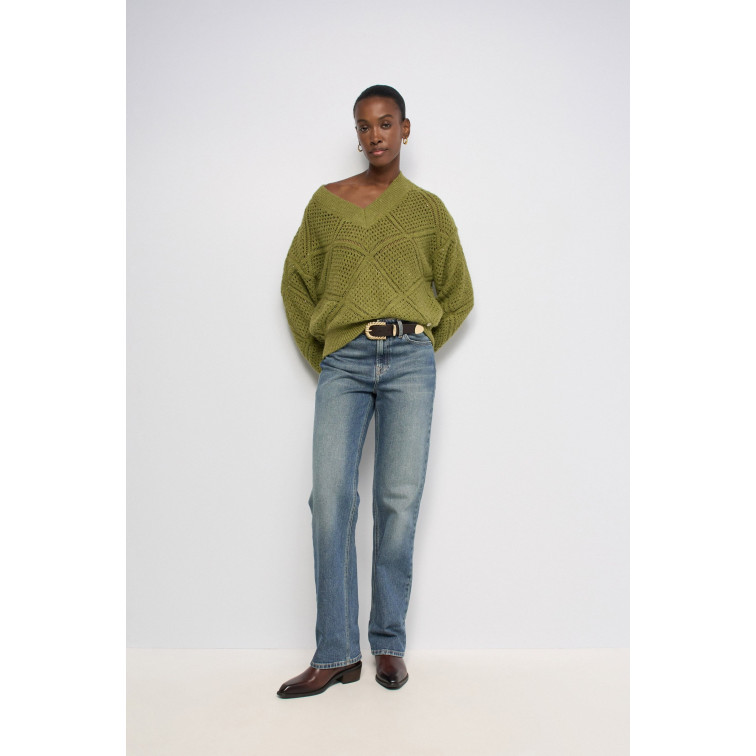 maillot femme  salsa jeans pointelle sweater with light s