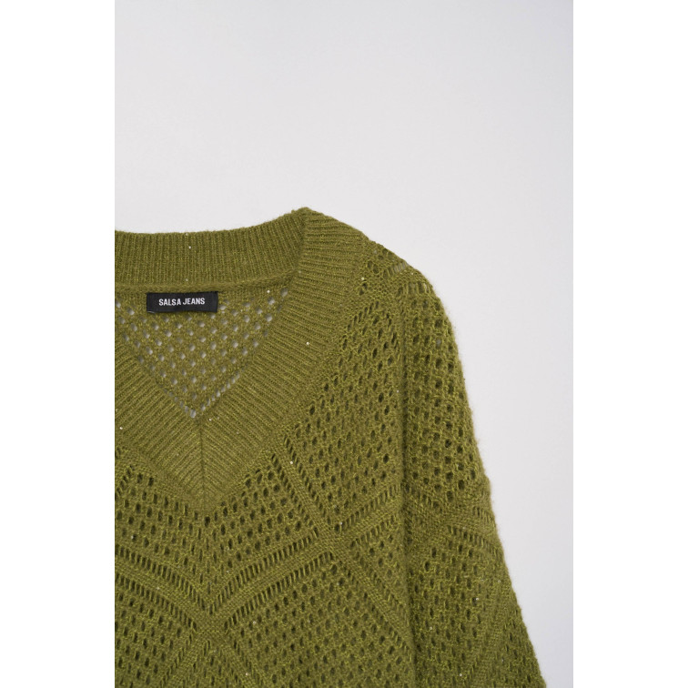 maillot femme  salsa jeans pointelle sweater with light s