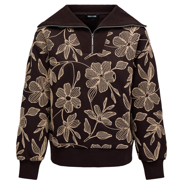 sweat-shirt femme  salsa jeans sweatshirt with floral embroid