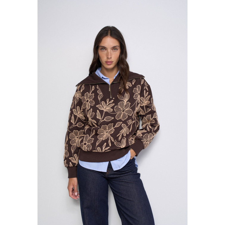 sweat-shirt femme  salsa jeans sweatshirt with floral embroid