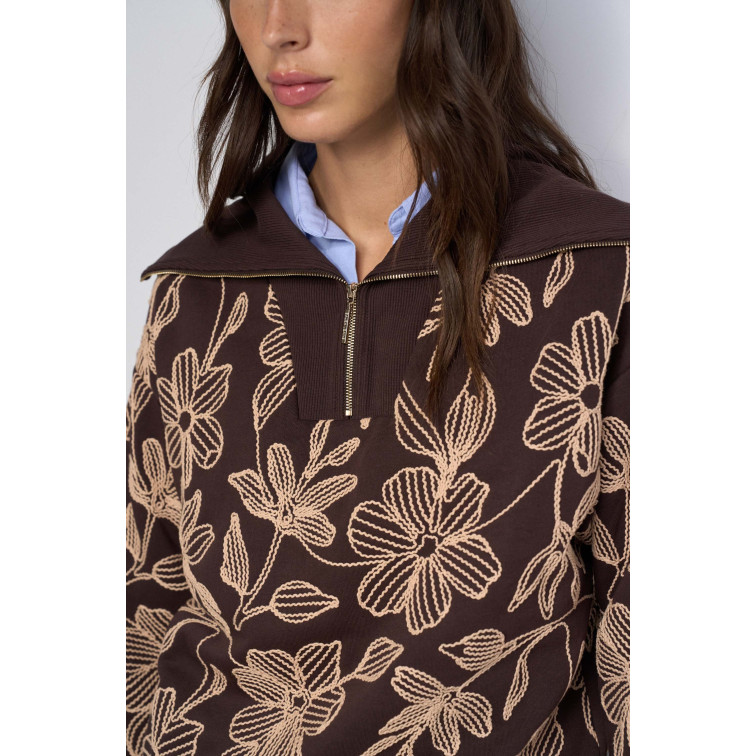 sweat-shirt femme  salsa jeans sweatshirt with floral embroid