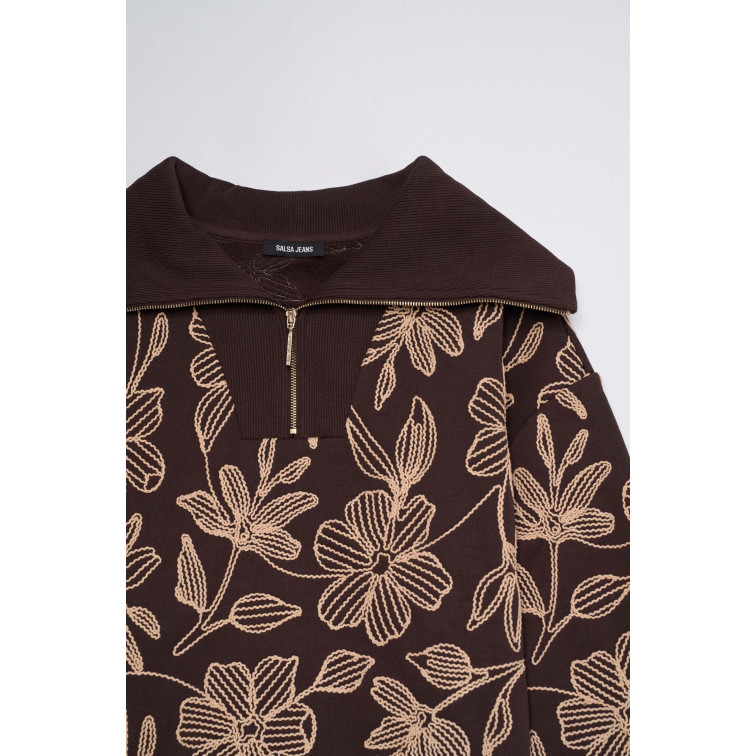 sweat-shirt femme  salsa jeans sweatshirt with floral embroid