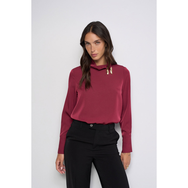 chemise femme  salsa jeans high-neck blouse with metallic