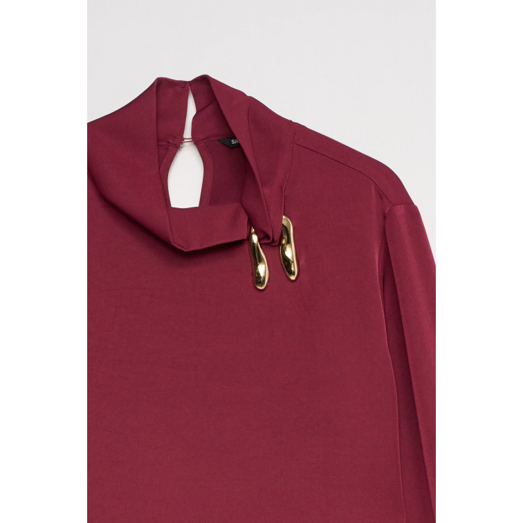 chemise femme  salsa jeans high-neck blouse with metallic