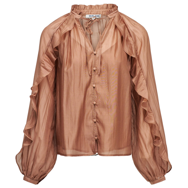 chemise femme  salsa jeans blouse with ruffles