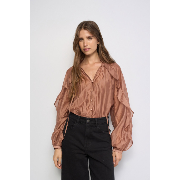 chemise femme  salsa jeans blouse with ruffles