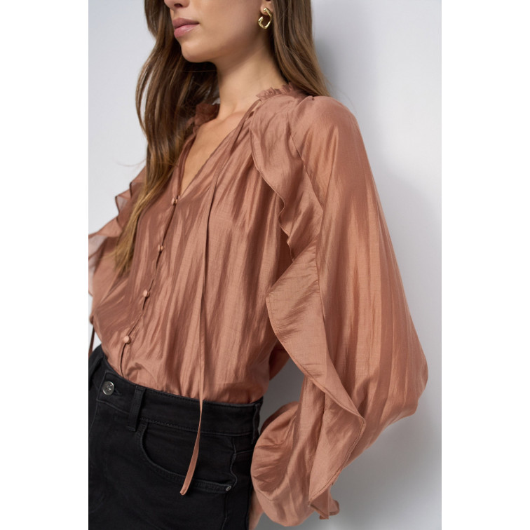 chemise femme  salsa jeans blouse with ruffles
