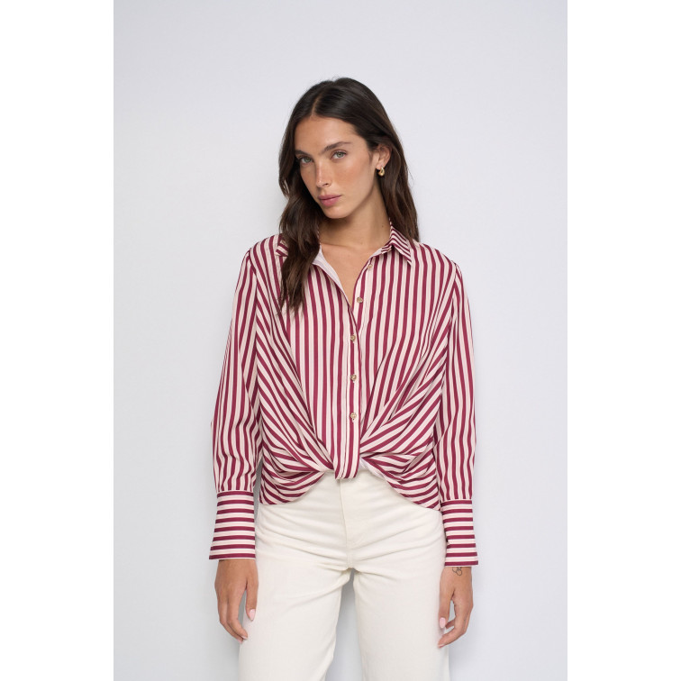 chemise femme  salsa jeans stripped satin wrap blouse