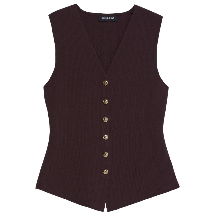 t-shirt femme  salsa jeans knit vest wth metal buttons