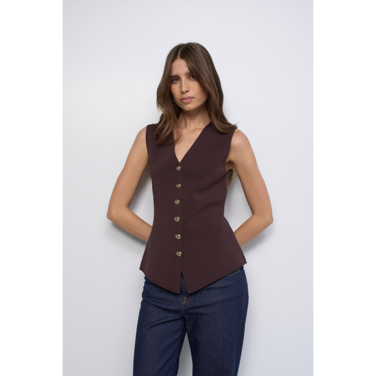 t-shirt femme  salsa jeans knit vest wth metal buttons