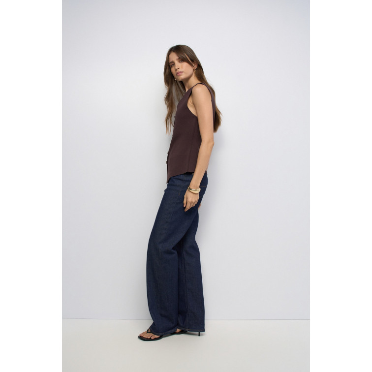 t-shirt femme  salsa jeans knit vest wth metal buttons